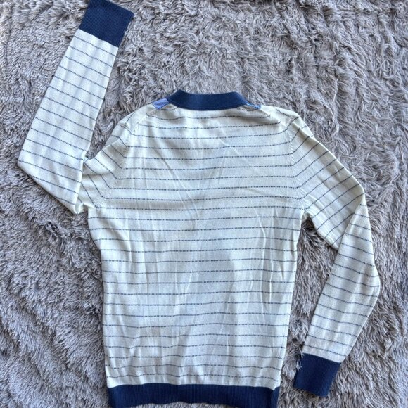 Wendi Reed Men's Cashmere Cotton Cardigan Sweater 1 S Stripe Button V-Neck - Picture 7 of 16